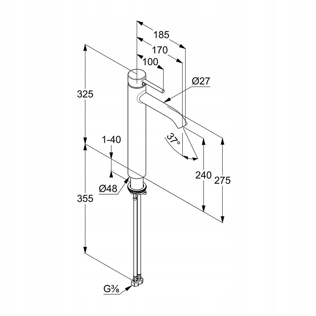 Bateria umywalkowa wysoka KLUDI BOZZ 1-uchwytowa 1-otworowa DN 15 chrom