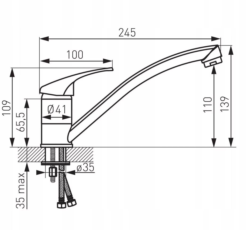 FERRO Bateria zlewozmywakowa Basic stojąca chrom BBC4 48h