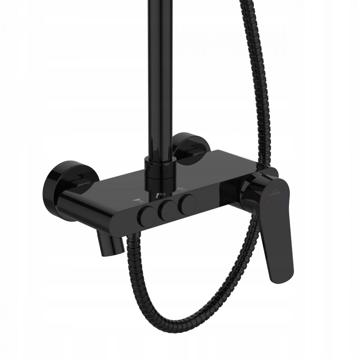 INVENA DESZCZOWNIA Z BATERIĄ NATRYSKOWĄ ALONIA INVENA TREND CZARNY POŁYSK