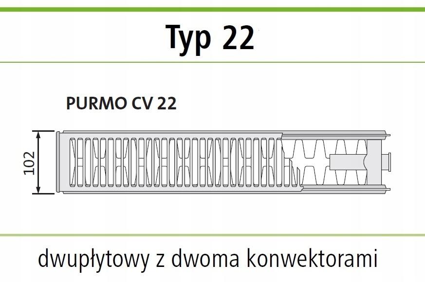 Grzejnik stalowy PURMO CV22 600x400 V 22 dolny RAL 9005 CZARNY 48h