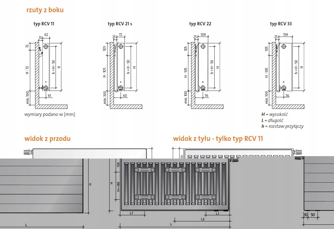 PURMO RAMO RCV21 600x1000 V 21 DOLNY Lewy