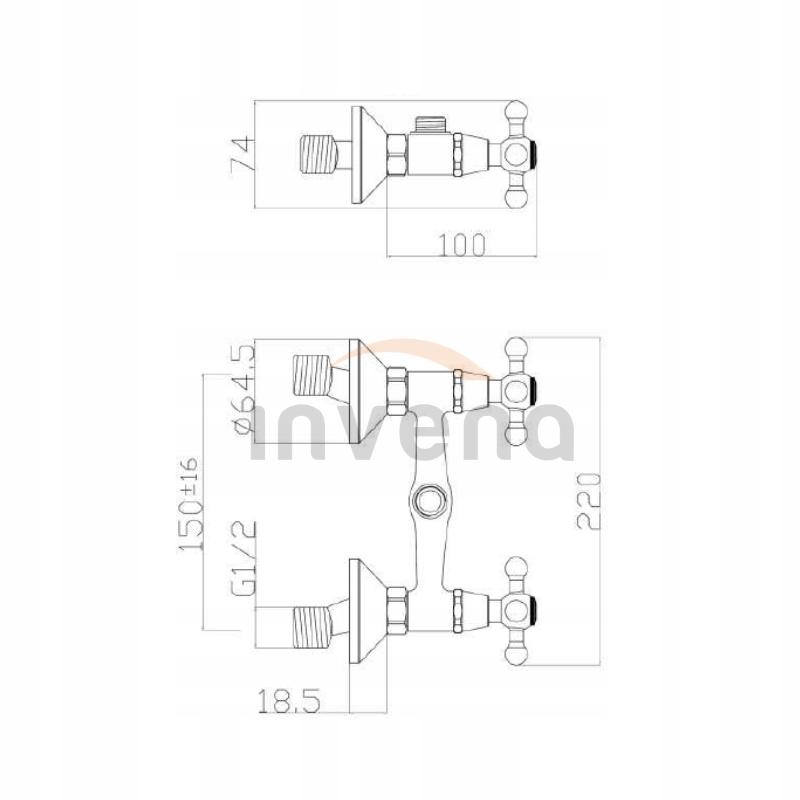 Bateria natryskowa INVENA ROMA z zestawem natryskowym 48h