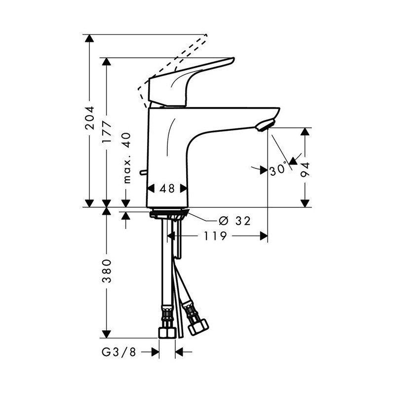 HANSGROHE Bateria umywalkowa 100 Focus, jednouchwytowa DN15 chrom