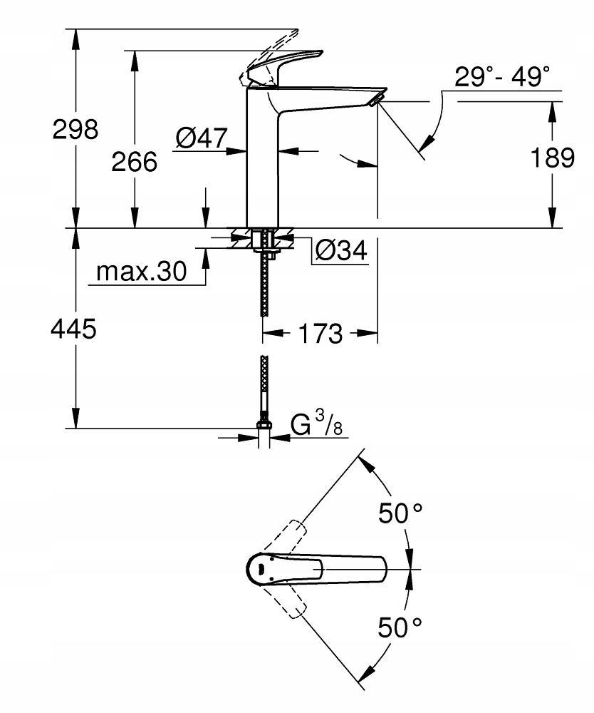 Bateria umywalkowa stojąca GROHE Eurosmart Cosmopolitan 1-uchw 1-otw. Chrom