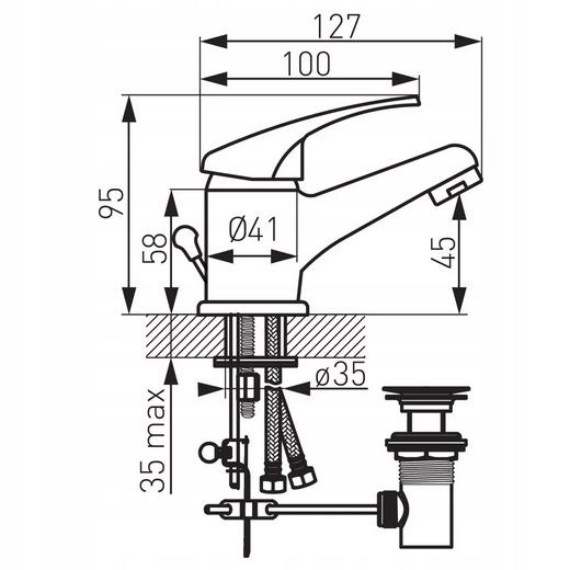 FERRO Bateria umywalkowa Basic stojąca, chrom
