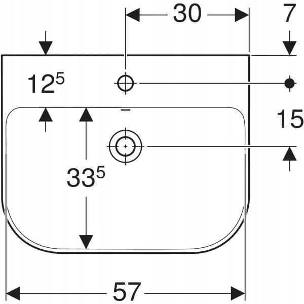 Umywalka Smyle, B60 cm, H16.5 cm, T48 cm, z przelewem, z otworem na baterię
