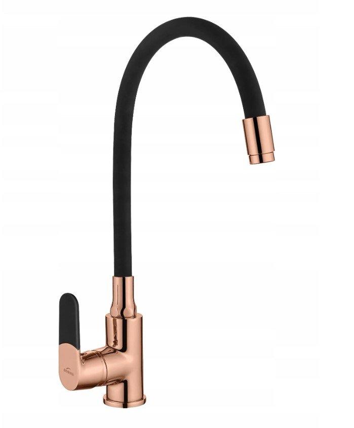 INVENA BATERIA ZLEWOZMYWAK MAGIC Z ELAST WYLEWKĄ, KOLOR CZARNY/ROSE GOLD