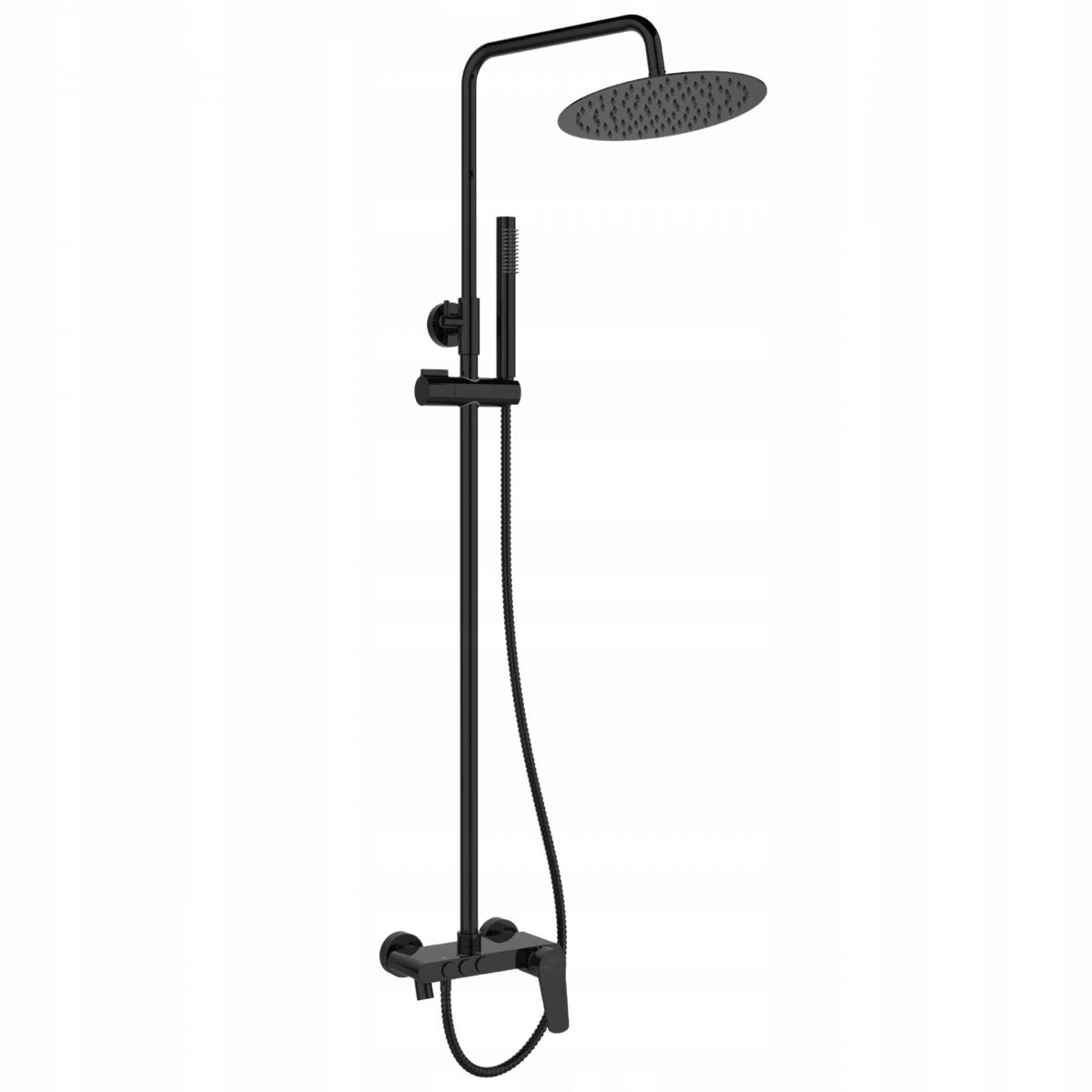 INVENA DESZCZOWNIA Z BATERIĄ NATRYSKOWĄ ALONIA INVENA TREND CZARNY POŁYSK