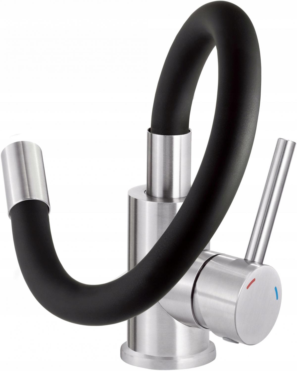 DEANTE Bateria kuchenna z giętą wylewką Luno, czarny, stal