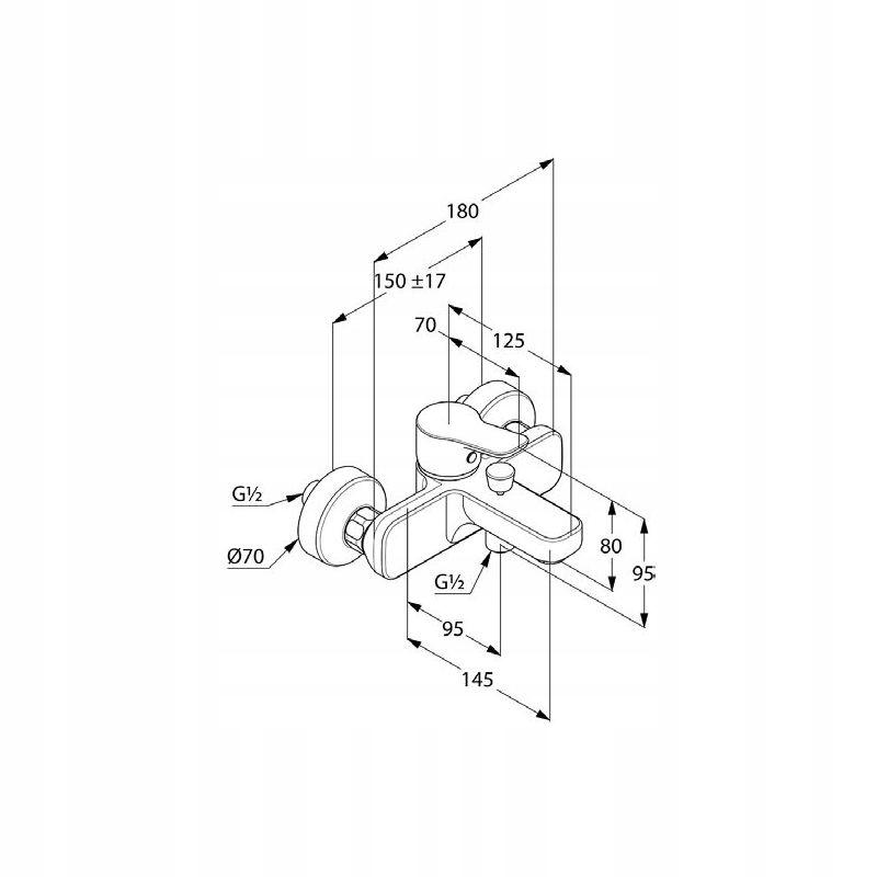 Bateria wannowo-natryskowa KLUDI PURE&EASY 1-uchwyt 2-otw mosiężna chrom