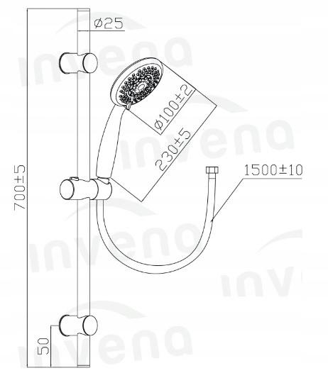 INVENA ZEST PODTYN Z BAT PODTYNK 2F SIROS, KWADR, CZARNY, NR 11