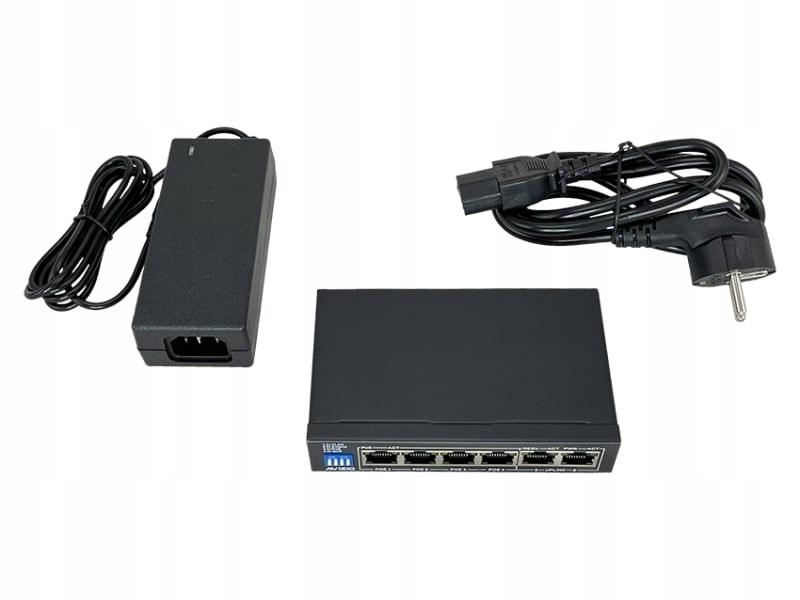 Niezarządzalny przełącznik (switch) 6xRJ45 - 4 porty RJ45 PoE+ 1Gb/s + 2 p