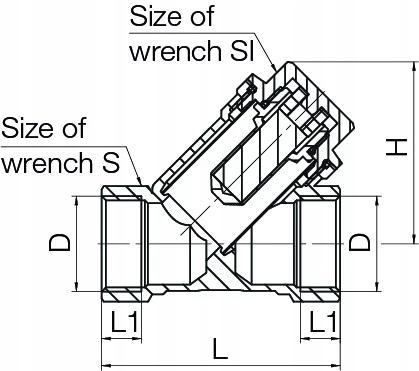 Filtr skośny do wody z wkładem magnetycznym PIZA-M DN25 śrut.