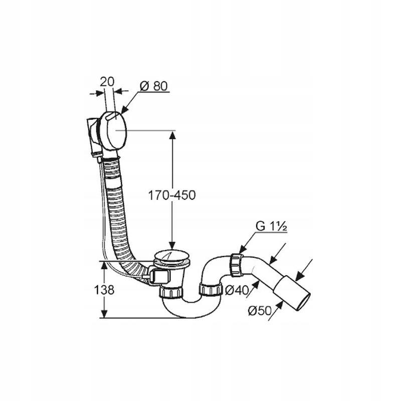 Zestaw przelowowo-odpływowy KLUDI ROTEXA 2000 1 1/2 chrom z syfonem