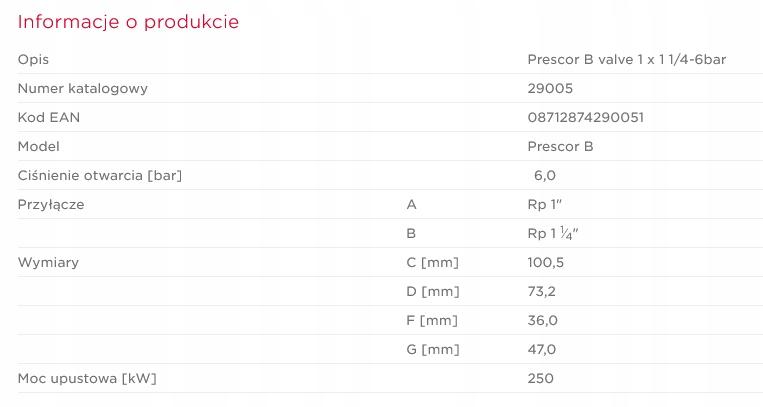 Zawór bezpieczeństwa do c.w.u. AALBERTS HFC Prescor B 1 1 x 1 1/4 GW