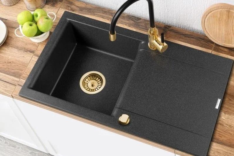 ZLEWOZMYWAK GRANIT 1K TESALIA W ZES ZE ZŁOTĄ BZ GLAMOUR SYF ZŁOTY Z DŁUG OC