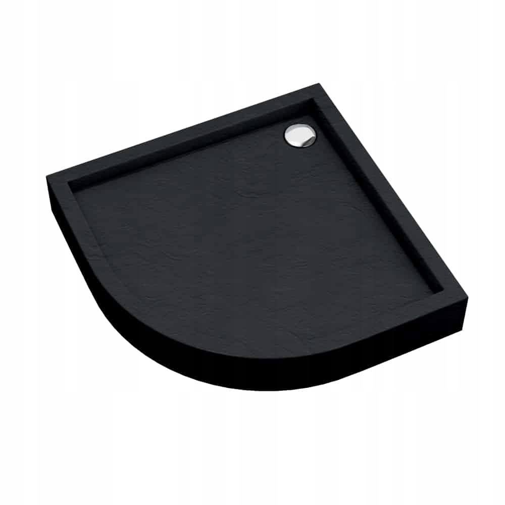 Brodzik akryl Medium z podb Stabilsound i panel Black Stone 80x80 półokrąg