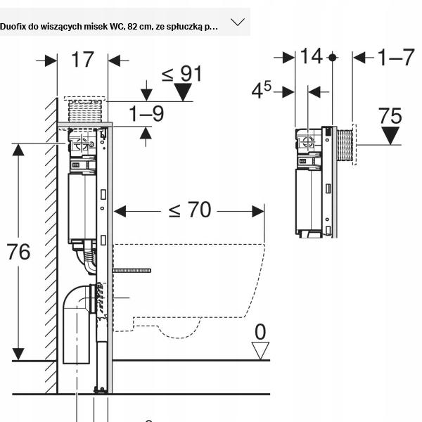 GEBERIT Stelaż podtynkowy Geberit Duofix do WC, Omega 12cm, H82