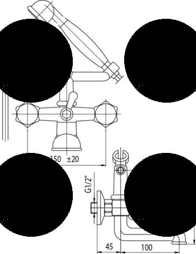 VALVEX Bateria wannowa Class ścienna dwuotworowa chrom