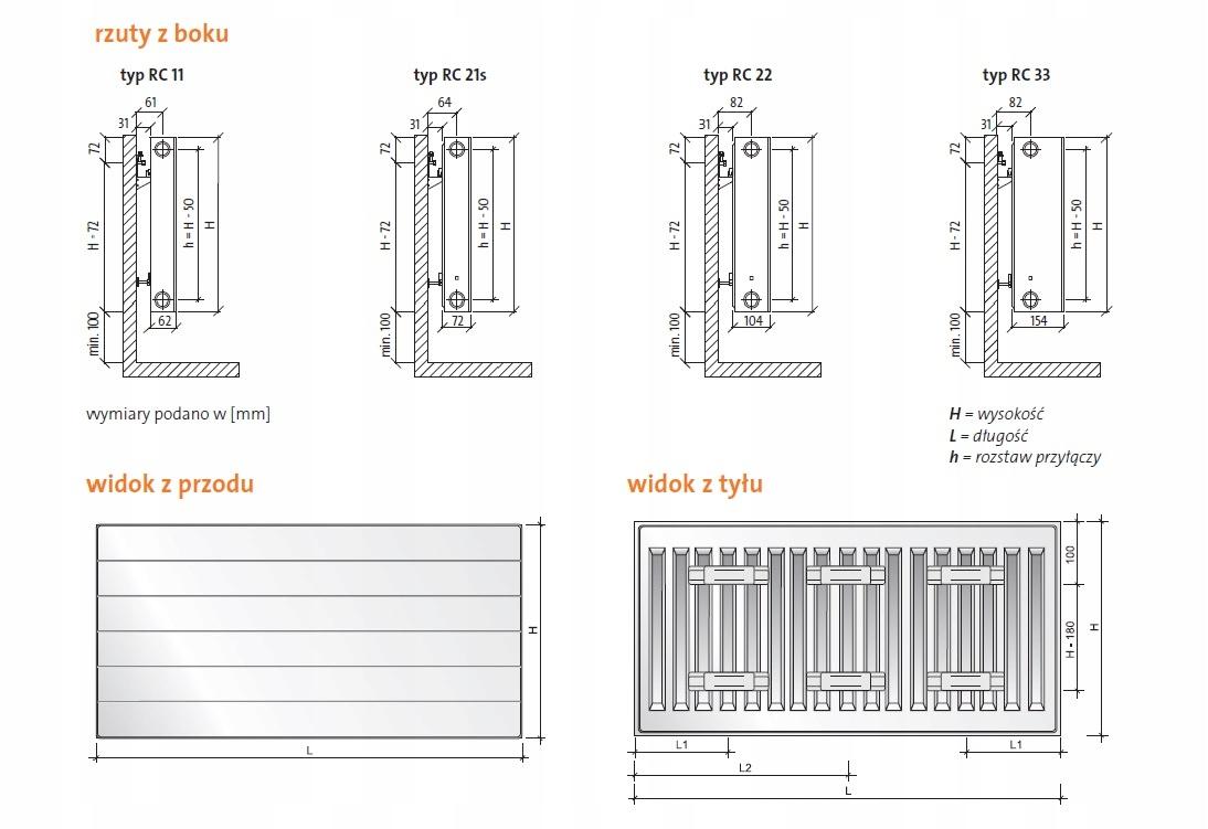 Grzejnik PURMO RC 22 600x800 RAMO boczny 48h