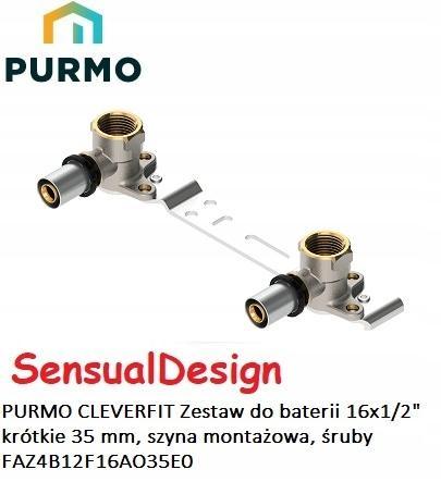Zestaw do baterii-dwa kolana PURMO CLEVERFIT krótkie 35 mm, szyna montażowa