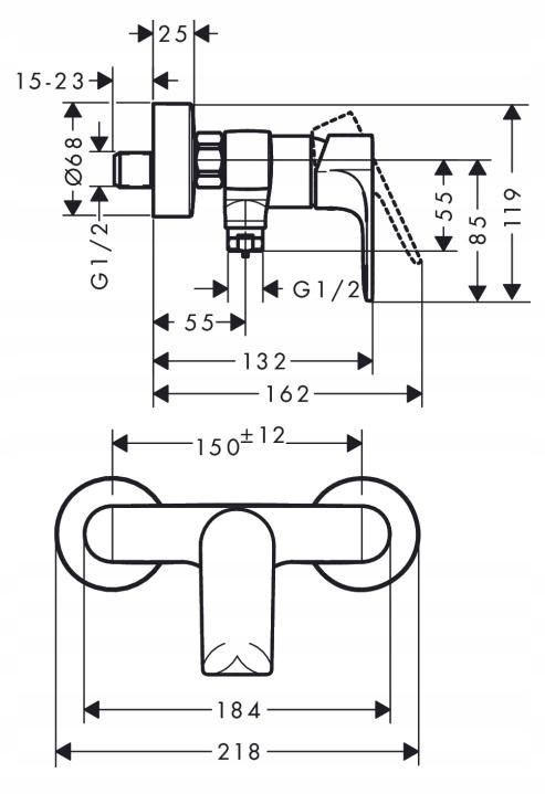 Bateria natryskowa ścienny GROHE HANSGROHE