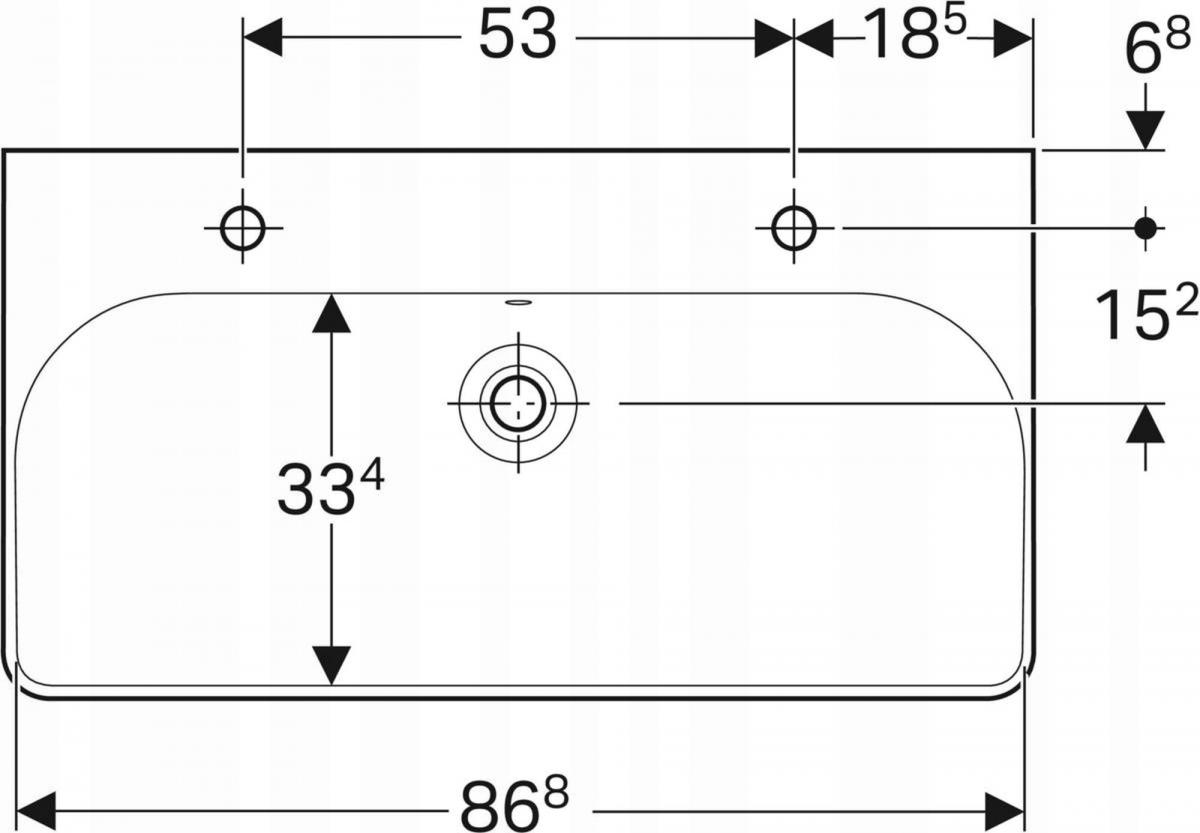 Umywalka Smyle Square B90 cm, H16.5 cm, T48 cm, z przelewem, z dwoma otwora
