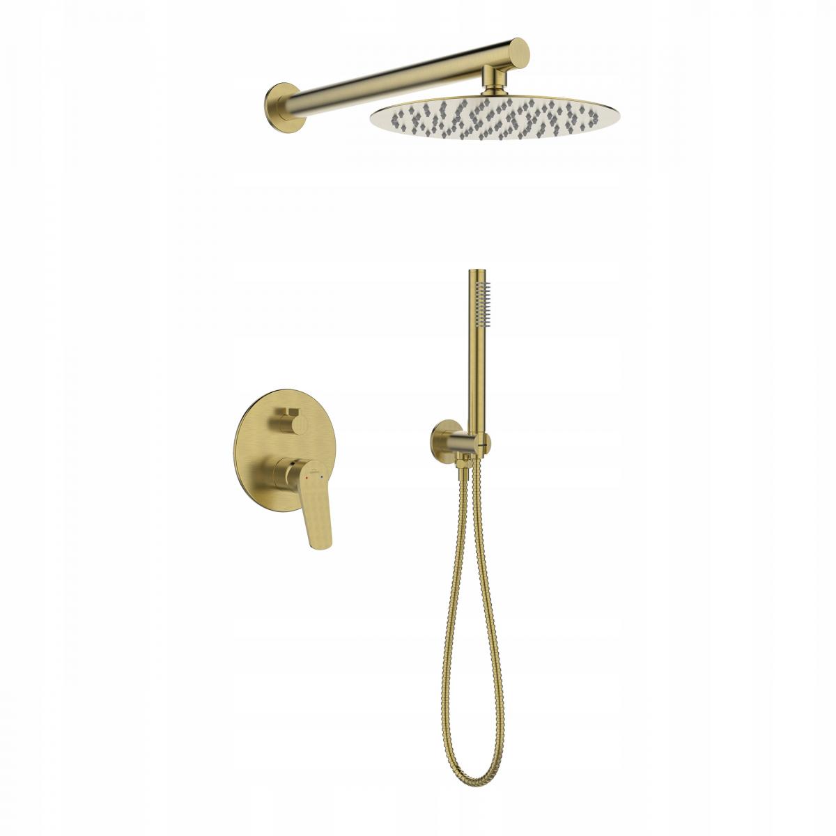 INVENA ZESTAW PODTYNKOWY Z BATERIĄ PODTYNK 2F ALONIA TREND, ZŁOTO SZCZOTKOW