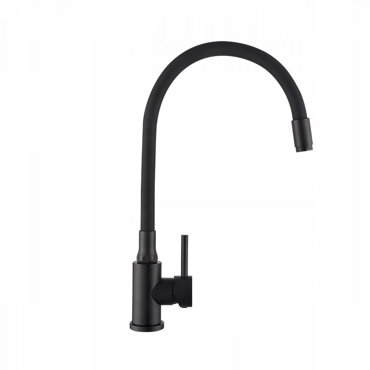 INVENA BATERIA ZLEWOZMYWAKOWA SILVA Z RUCHOMĄ WYLEWKĄ, CZARNA