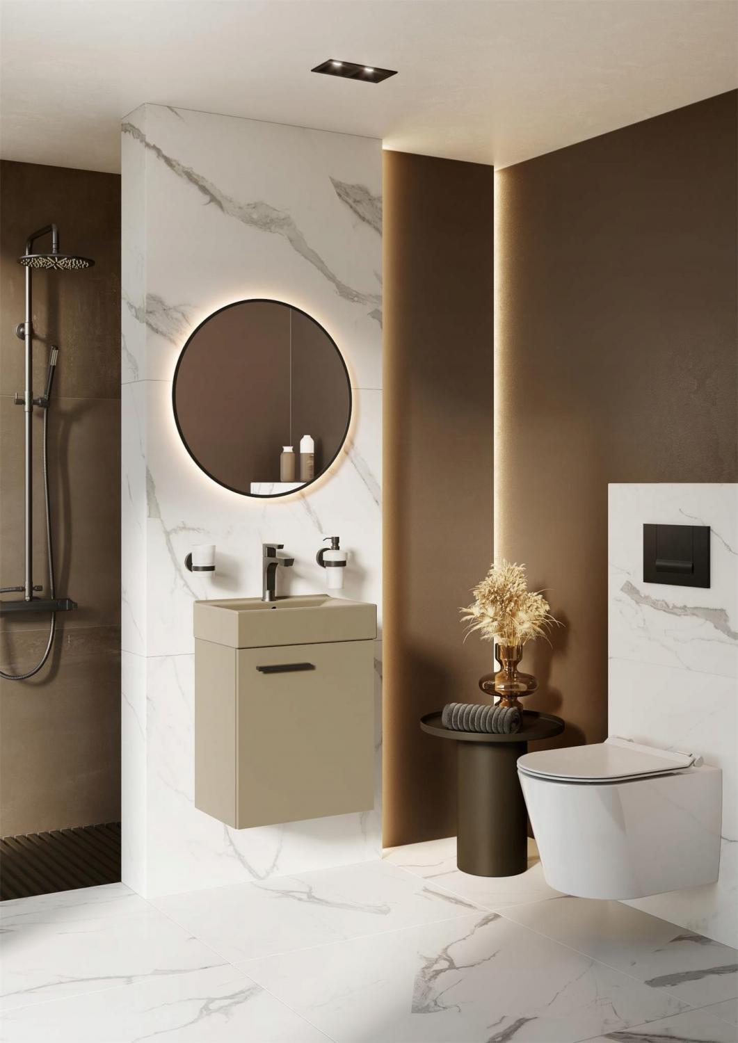 Zestaw: Szafka ELITA TINY+ umywalka ceramiczna 45 Forest Green Mat