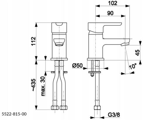 Bateria umywalkowa stojąca ARMATURA KRAKÓW GRANAT 1-otw. mosiądz chrom