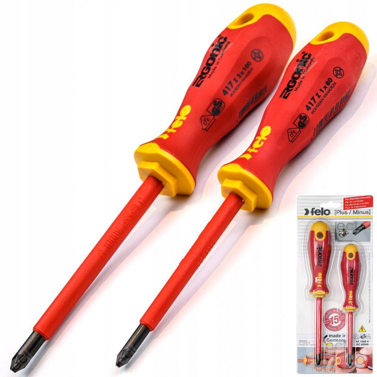 Zestaw dwóch wkrętaków FELO Ergonic VDE plus/minus Z1/Z2