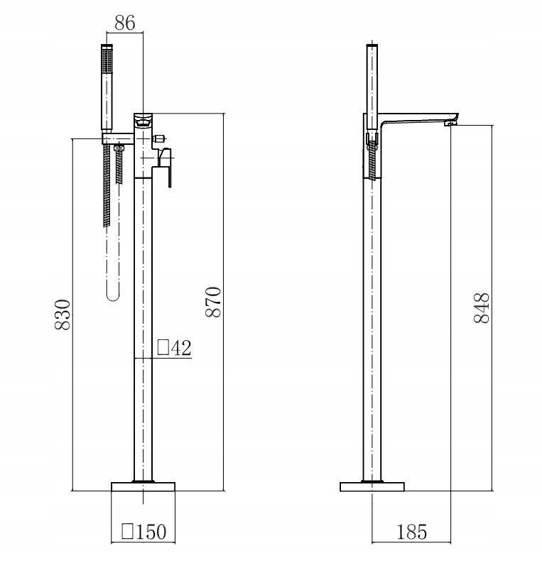INVENA BATERIA WANNOWA WOLNOSTOJĄCA PAROS INVENA TREND CZARNA