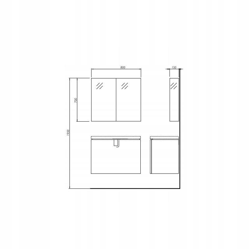 Szafka wisząca 800 x 150 x 700 mm 2 drzwiczek GEBERIT Twins