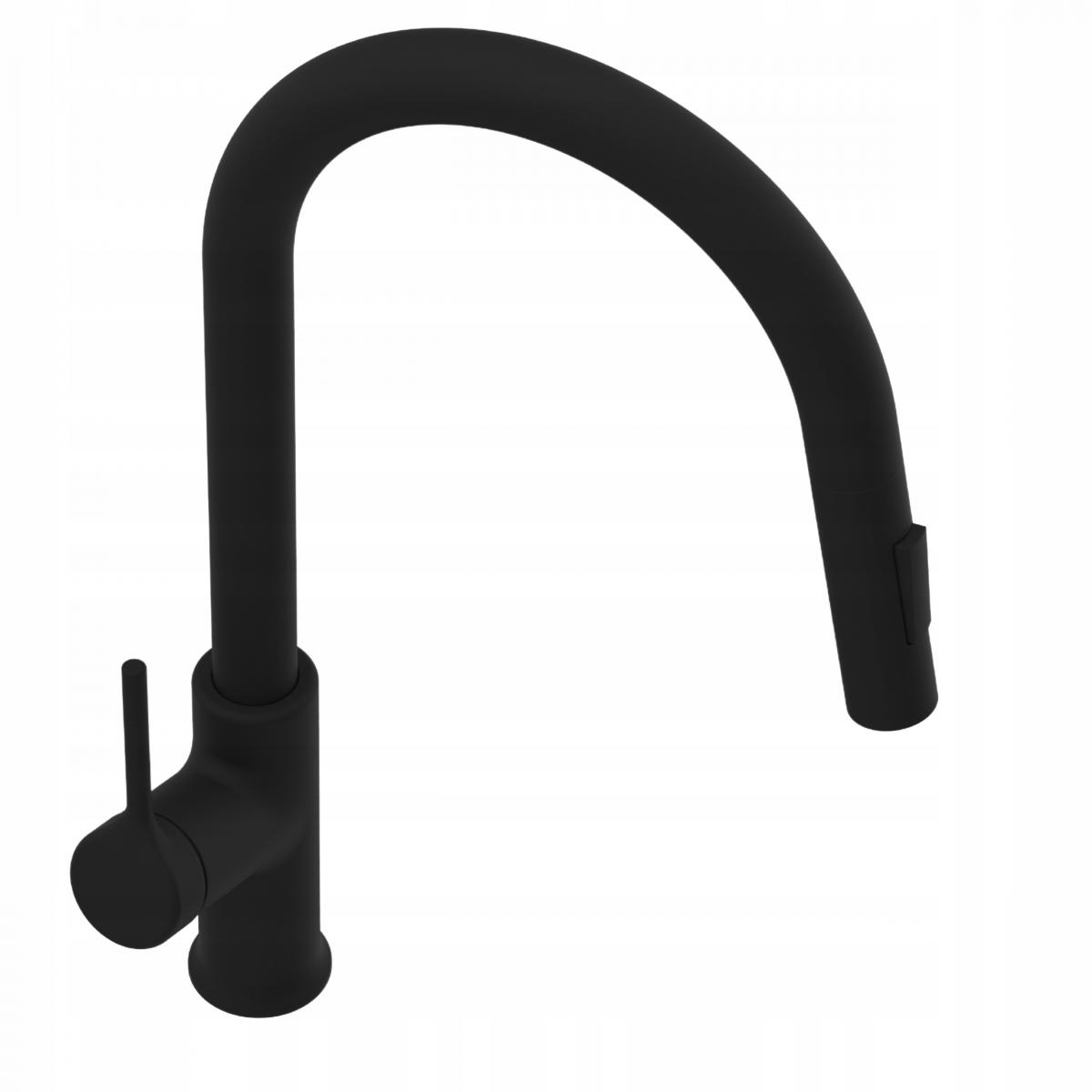 INVENA BATERIA ZLEW FARSALA Z WYCIĄGANĄ 2F WYLEWKĄ TYPU U CZARNA TREND