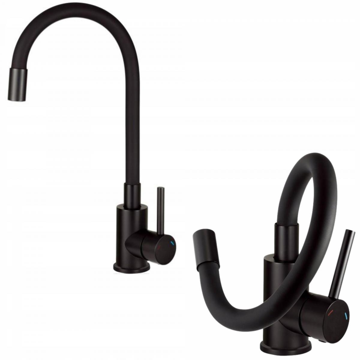 DEANTE Bateria kuchenna z giętą wylewką Luno, nero