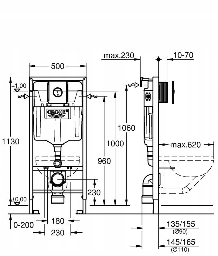 Zestaw podtynkowy WC Grohe RAPID SL 3 W 1 SET Stelaż przycisk kątowniki kpl