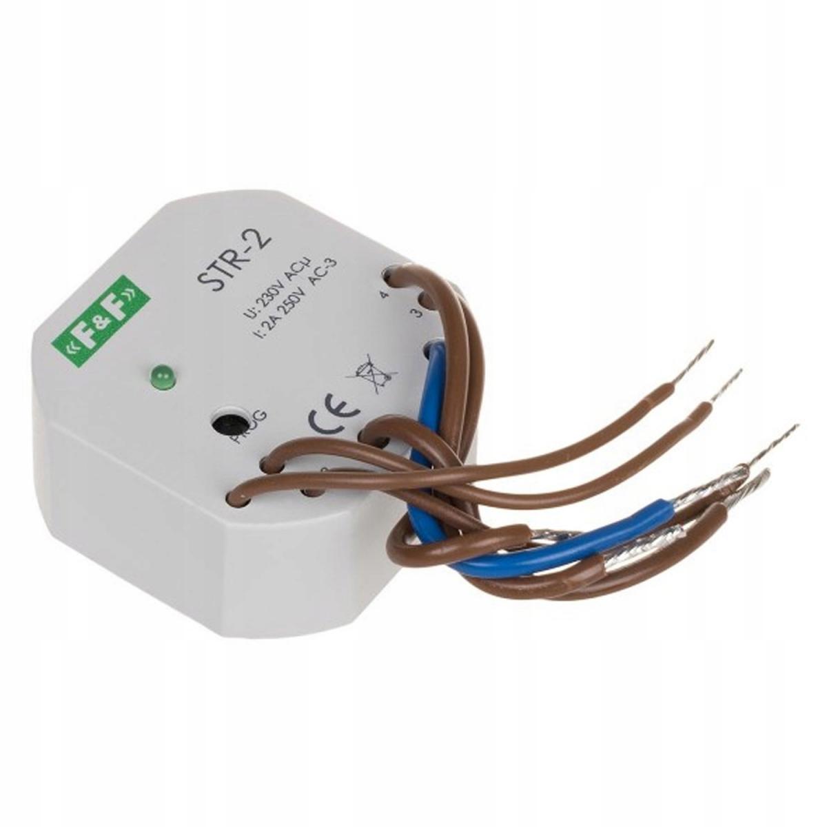 Sterownik rolet STR-2 jednoprzyciskowy, Un=230V AC, 8A, montaż w puszce pod