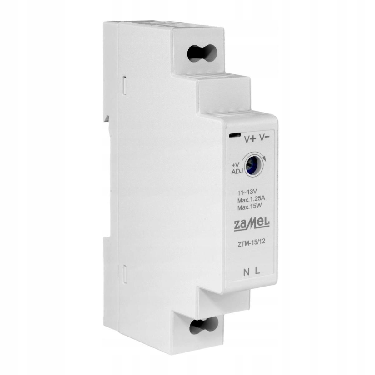 Zasilacz impulsowy montowany na szynie TH-35 (DIN), 15W, 12V DC ZTM-15/12