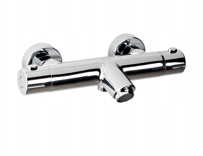 Bateria wannowa Estill Round ścienna dwuotworowa termostatyczna chrom