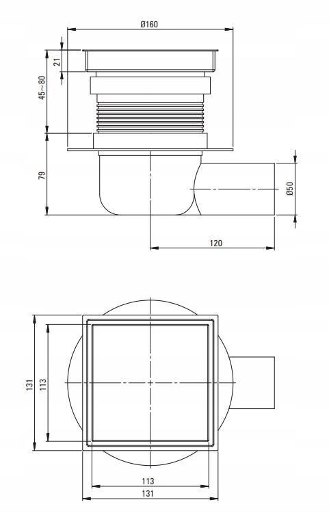 DEANTE ODPŁYW PUNKTO.ODWRACALNY.STA.130X130 MM