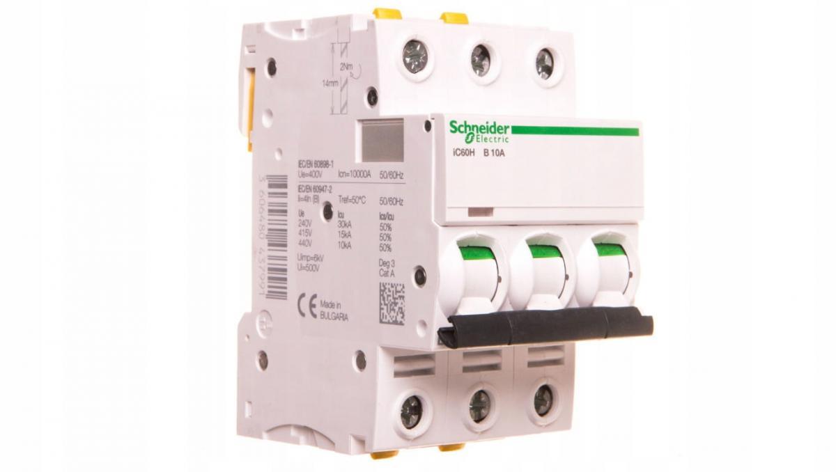 SCHNEIDER ELECTRIC Wyłącznik nadprądowy iC60H-B10-3 B 10A 3-biegunowy
