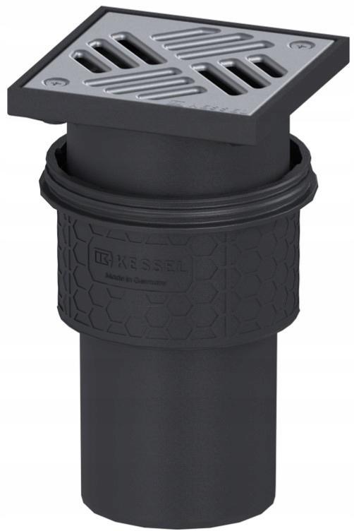 Wpust Practicus DN 100, odpływ pionowy, z kratką nierdzewną 138x138