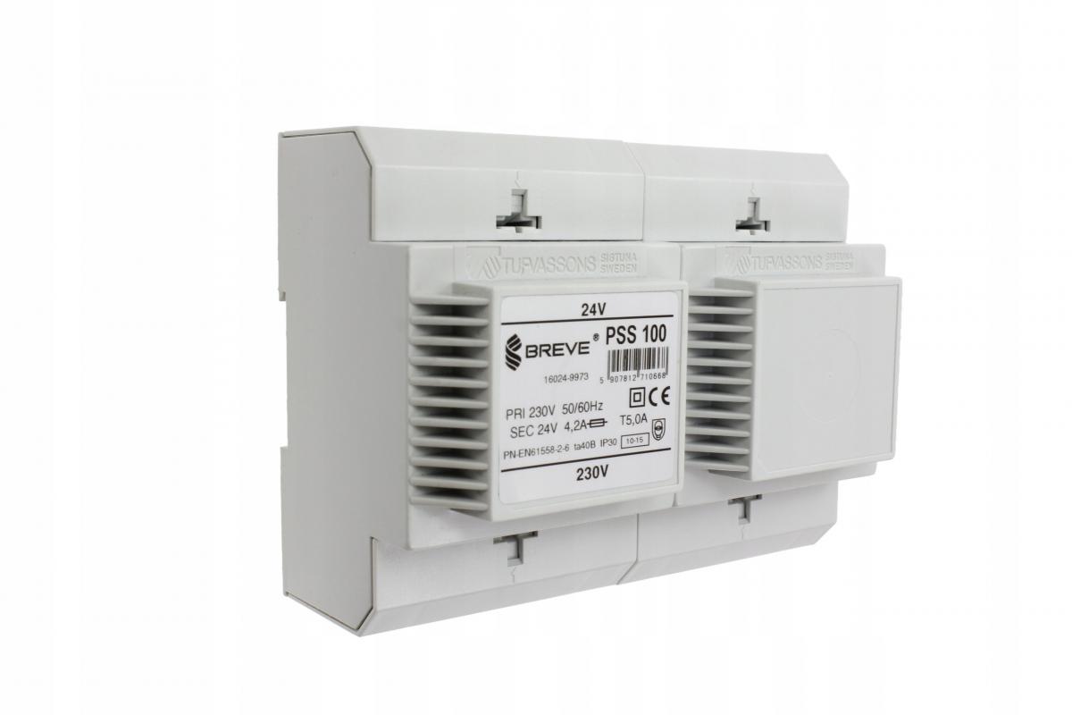 Transformator jednofazowy PSS 100 230/24V IP30 na szynę DIN TH-35 w obudowi