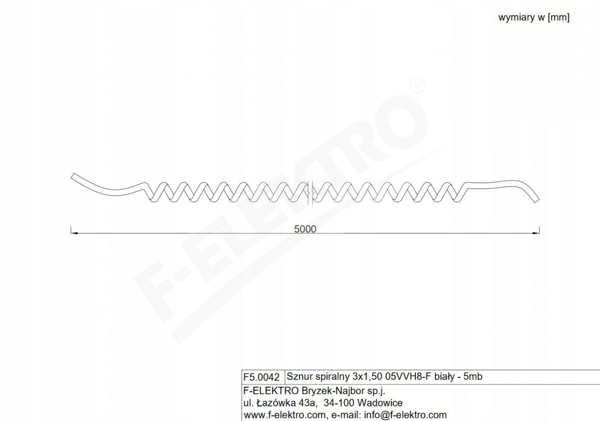F-ELEKTRO Przewód spiralny 05VVH8-F 3x1,5mm2 - 5m - biały
