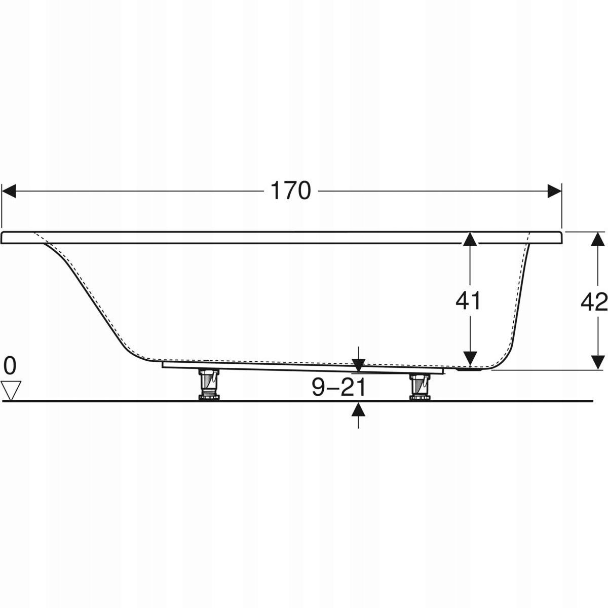 GEBERIT Wanna prostokątna Selnova Square 170x70 cm