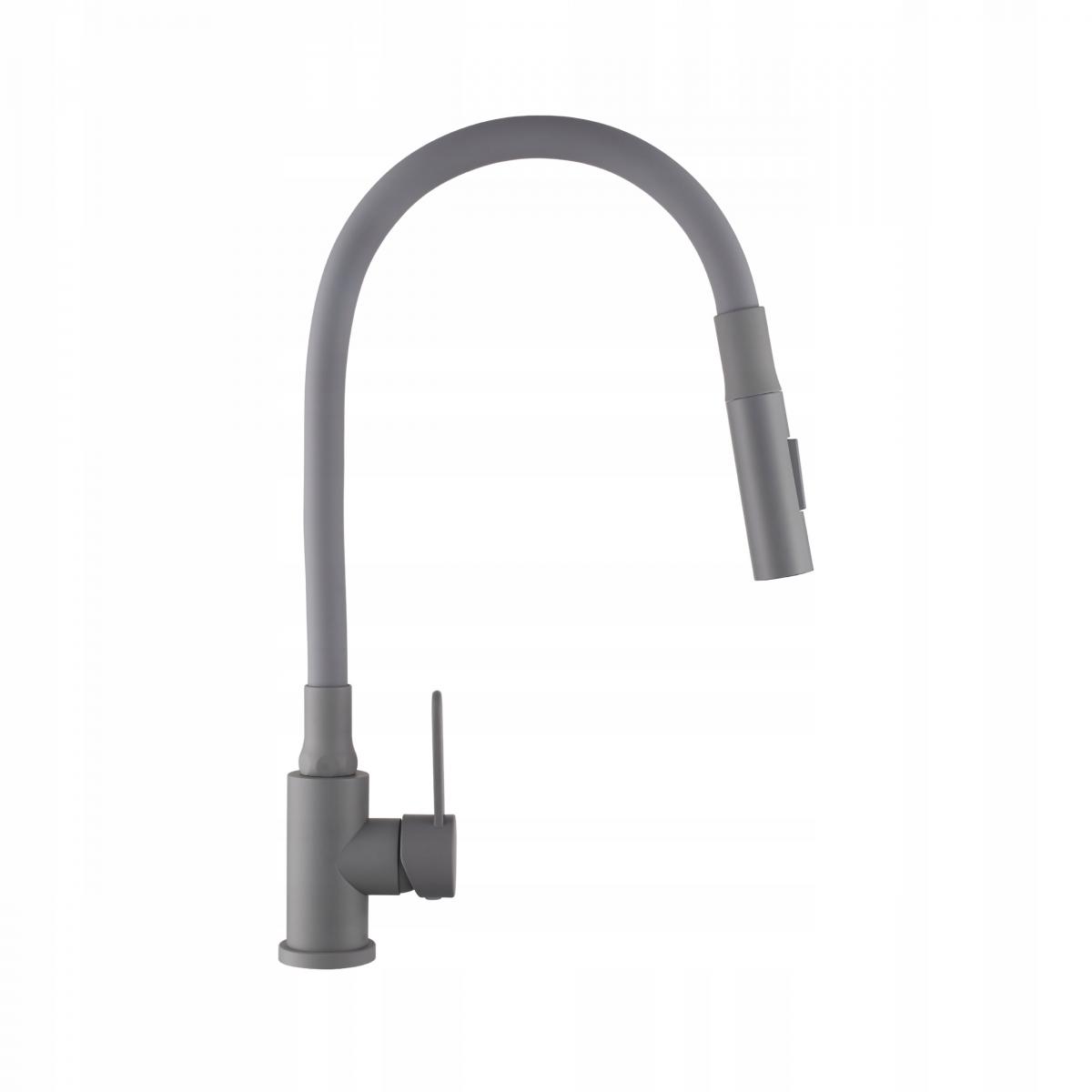 INVENA BATERIA ZLEWOZMYWAKOWA DALIS Z RUCHOMĄ 2F WYLEWKĄ, SZARA