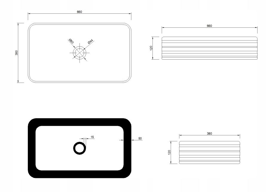 INVENA UMYWALKA NABLATOWA AKTE INVENA TREND, 66 CM, PROSTOKĄTNA