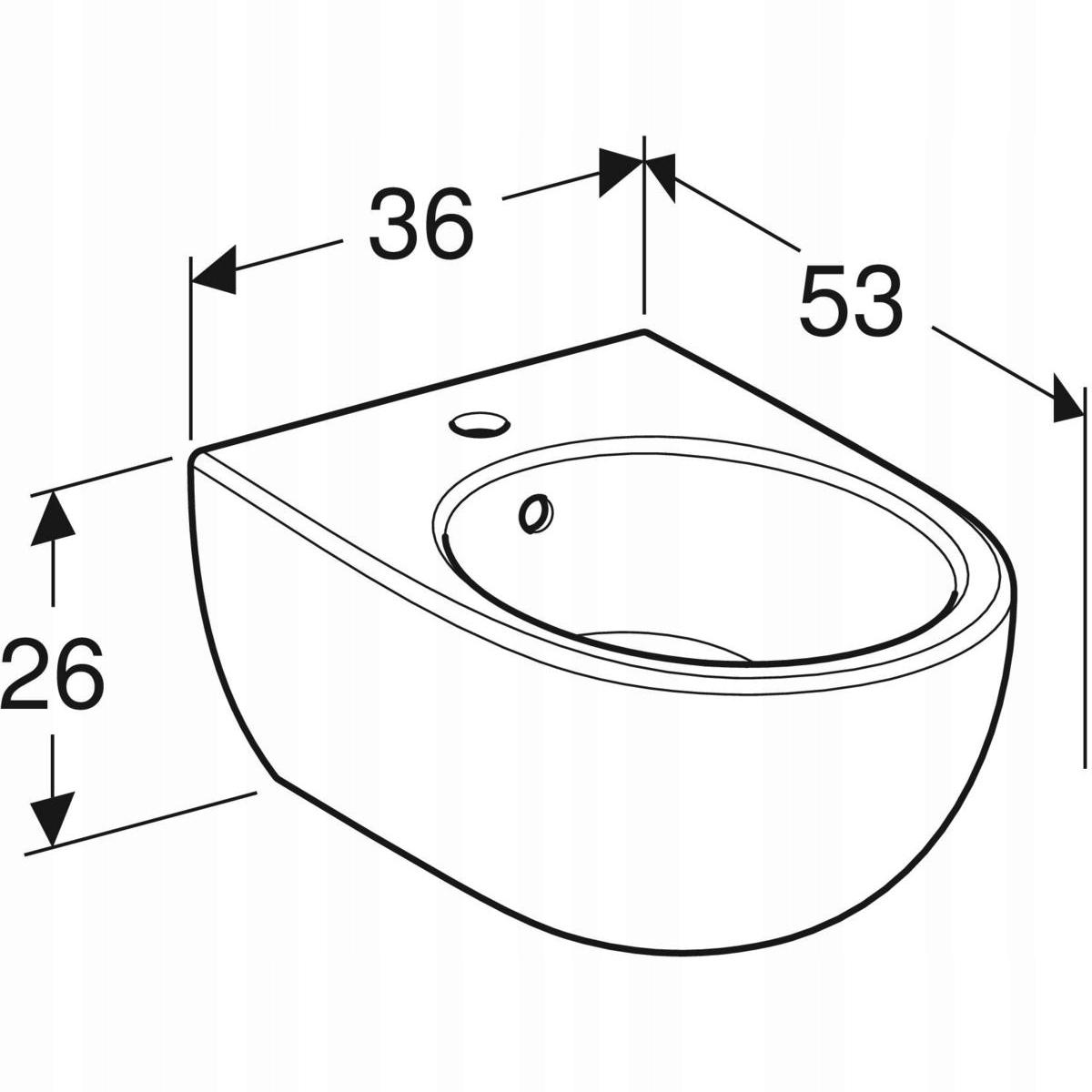 Bidet wiszący Selnova B36 cm, H26 cm, T53 cm, ukryte mocowania, z przelewem
