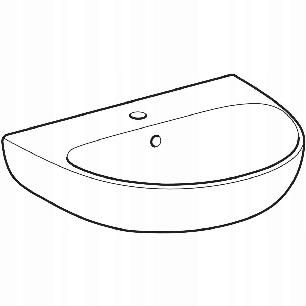 Umywalka Selnova B55 cm, H18 cm, T44 cm, z przelewem, z otworem na baterię